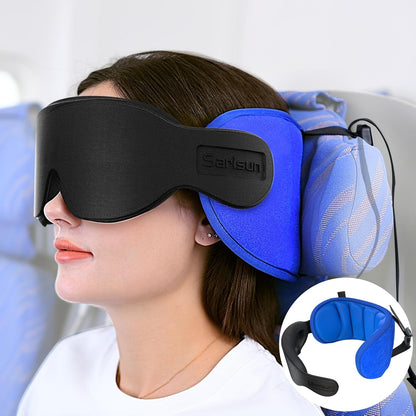 SARISUN Travel Pillows for Airplanes, 360° Support Headrest Pillow with Eye Mask for Sleeping, Travel Airplane Pillow for Long Flights Car Road Trip, Travel Accessories Stop Bobblehead, Black