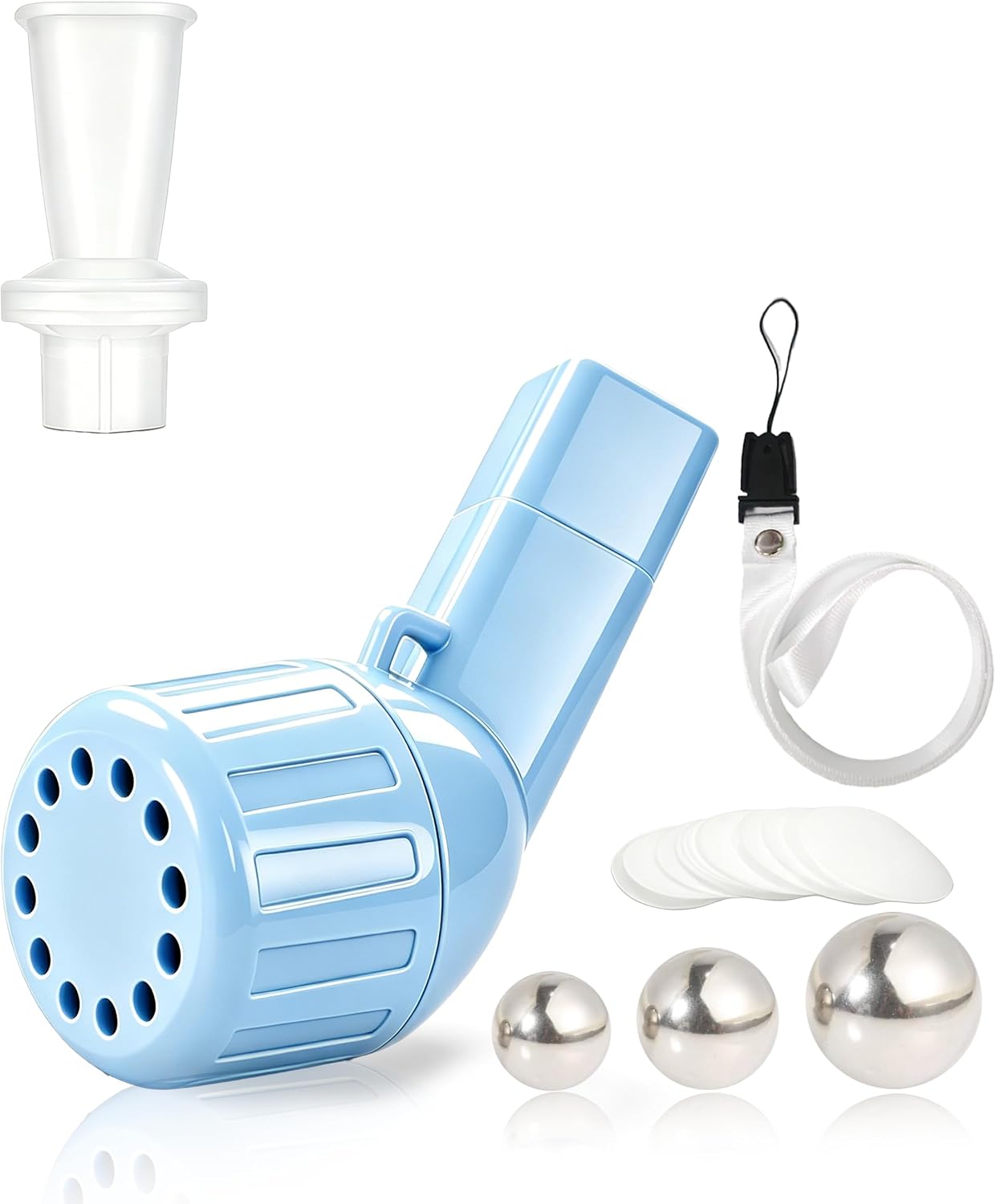 Flutter Valve Mucus Removal Device - Lung Trainer & Breathing Trainer,Adjustable Resistance,for Natural Mucus Removal and Enhanced Lung Function. (Blue)
