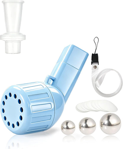 Flutter Valve Mucus Removal Device - Lung Trainer & Breathing Trainer,Adjustable Resistance,for Natural Mucus Removal and Enhanced Lung Function. (Blue)
