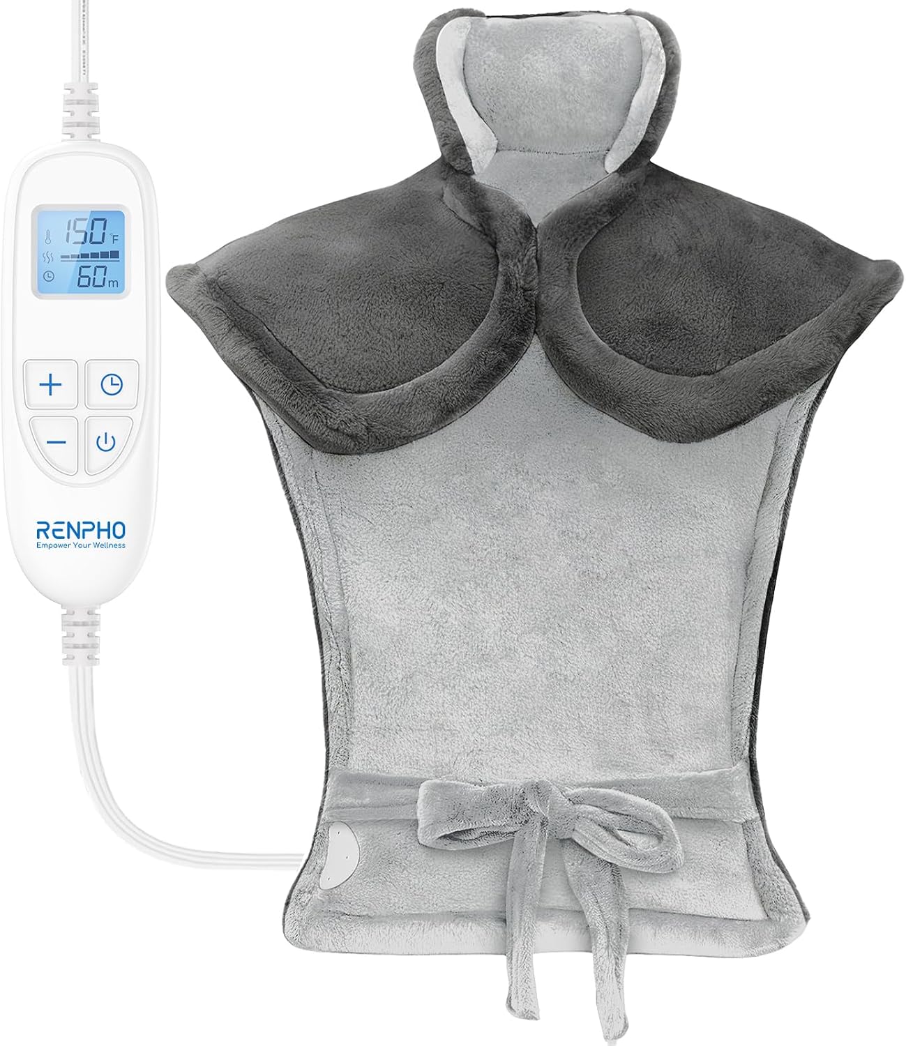 RENPHO Fathers Day Dad Gifts, Electric Heating Pad - 6 Heat Levels for Neck Shoulder and Back, Birthday Gifts for Women Men, Weighted Pad for Snug Fit, ETL Certified, FSA Eligible, 24"x33" Gray