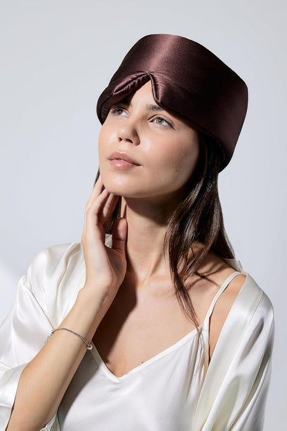 DROWSY Silk Sleep Mask - Face-Hugging, Padded Cocoon for Luxury Sleep in Total Darkness - 100% Pure Mulberry Silk (Black Jade)