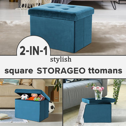 LINMAGCO Ottoman with Storage Small Foot Rest Stool Under Desk Stool Short Folding Footrest for Living Room Bedroom Home Office Dorm Dark Gray 16X12X12IN