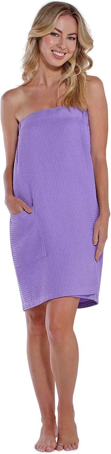 Turquaz Lightweight Knee Length Waffle Robes For Women Spa Bath Waffle