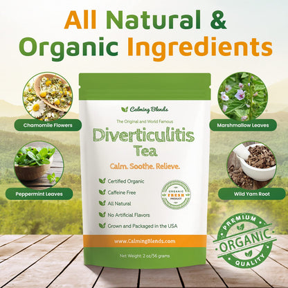 Calming Blends Diverticulitis Tea | Organic Loose Leaf Tea, Caffeine Free | 36 Cups | Made In USA
