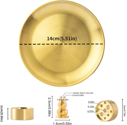 3 in 1 Brass Gourd Incense Burner Sticks Cones Coils Ash Catcher Home Decor