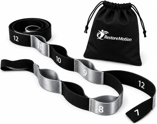 12 Loop Stretching Strap for Physical Therapy, Yoga, Flexibility & Rehabilitation