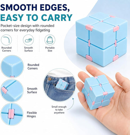 Skylety 6 Pieces Cube Toy, Stress and Anxiety Relief Cube, Mini Durable Stress Relieving Toy for Adults Anxiety Relief