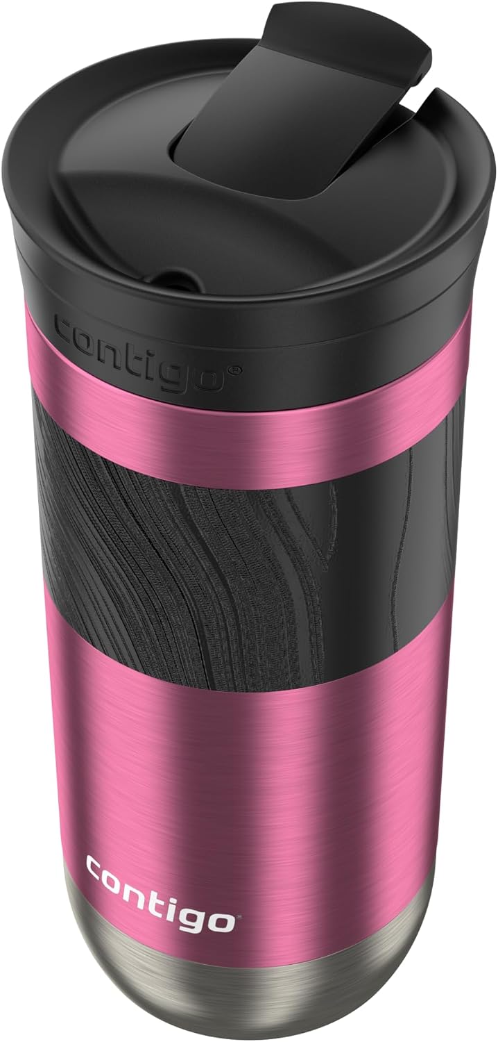 Contigo SNAPSEAL Insulated Stainless Steel Travel Mug with Grip 20oz. Blue Corn Transparent Satin & Midnight Berry