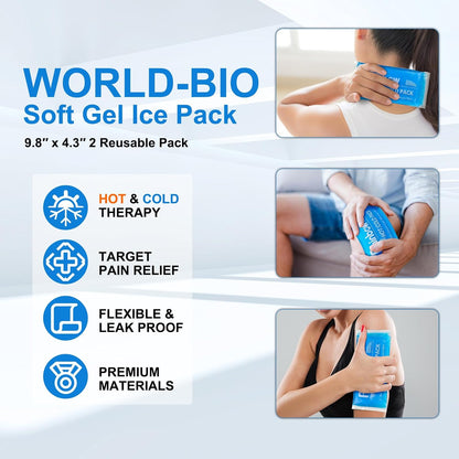 Reusable Ice Gel Pack for Injuries, Soft Cold Pack Ice Wrap Hot Cold Compress Alleviate Inflammation Joint Pain Muscle Soreness, Flexible & Adjustable for Shoulder Elbow Foot Ankle Knee Wrist Leg Neck