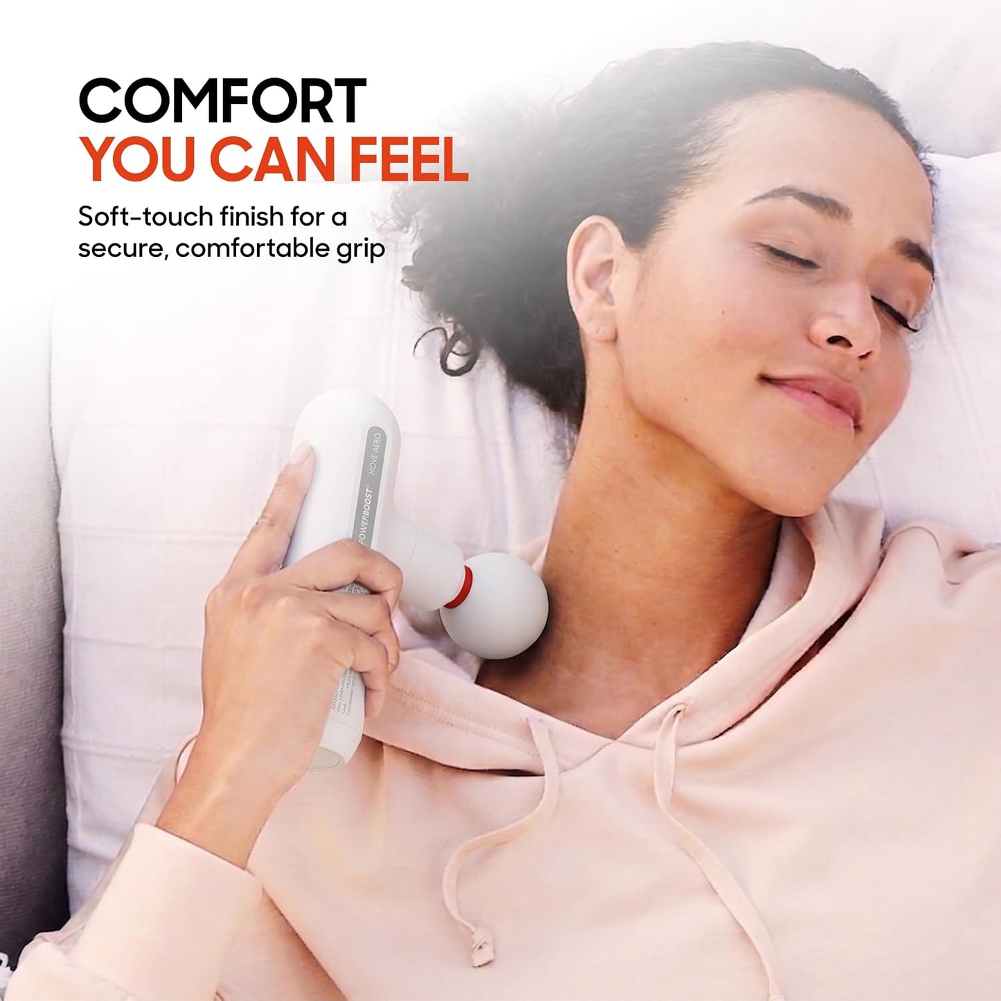 Sharper Image Deep Tissue Percussion Massage Gun, Powerboost Move Evo Hot & Cold Rechargeable Handheld Massager, 4 Adjustable Speeds, 5 Attachment Heads & Carrying Case, for Muscle Pain Relief, Blue