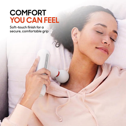 Sharper Image Deep Tissue Percussion Massage Gun, Powerboost Move Evo Hot & Cold Rechargeable Handheld Massager, 4 Adjustable Speeds, 5 Attachment Heads & Carrying Case, for Muscle Pain Relief, Blue
