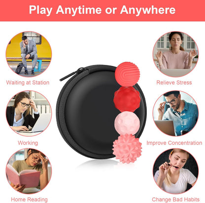BUSOHA Silicone Fidget Balls - 4 Pack Fidget Toys Adults Sensory Toys Stress Balls for Adults Teens Gifts for Calming,Autism and ADHD Office