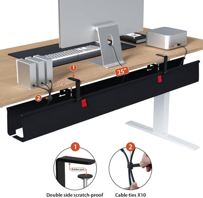Univivi No Drill Under Desk Cable Management Tray, 36 inch Cable Management