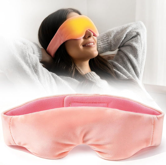 Akakios Heated Eye Mask for Dry Eyes, Microwavable Moist Heat Weighted Eye Masks Warm Compress for Dark Circles and Puffiness, Relief Stye Treatment, with Washable Cover(Pink)