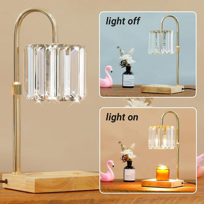 Yuichoy Candle Warmer Lamp with Timer, Dimmable Electric Candle Wamer Adjustable Height, Gifts for Women Mom, Glass Modern Candles Melter Lamp, Black
