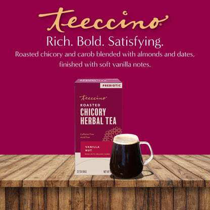 Teeccino Holiday Herbal Tea Sampler Assortment - Candy Cane, Gingerbread, Snickerdoodle - Caffeine-Free Holiday Dessert Teas with Prebiotic Chicory, 12 Tea Bags