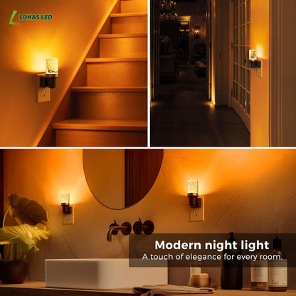 L LOHAS LED Night Light, Dimmable Night Lights Plug into Wall, Automatic Night Lights Plug in with Auto Light Sensor,Adjustable Brightness Amber LED Night Light, for Bedroom Hallway Home Decor