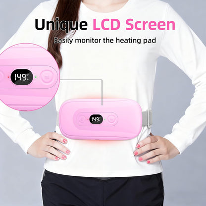 Portable Heating Pad: 2 Timer 6 Heat Levels 6 Vibration Modes Cordless Electric Heating Pad 3s Fast Heating Travel Heating Pad Gifts for Women Christmas Birthday Pink