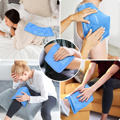 APEXUP Gel Ice Packs for Injuries Reusable, Flexible Double Sided Cold Packs for Injuries, Ice Pack for Knee, Shoulder, Back, Hip, Leg, Arm (Blue, 11.5"x7.5", 1PK)