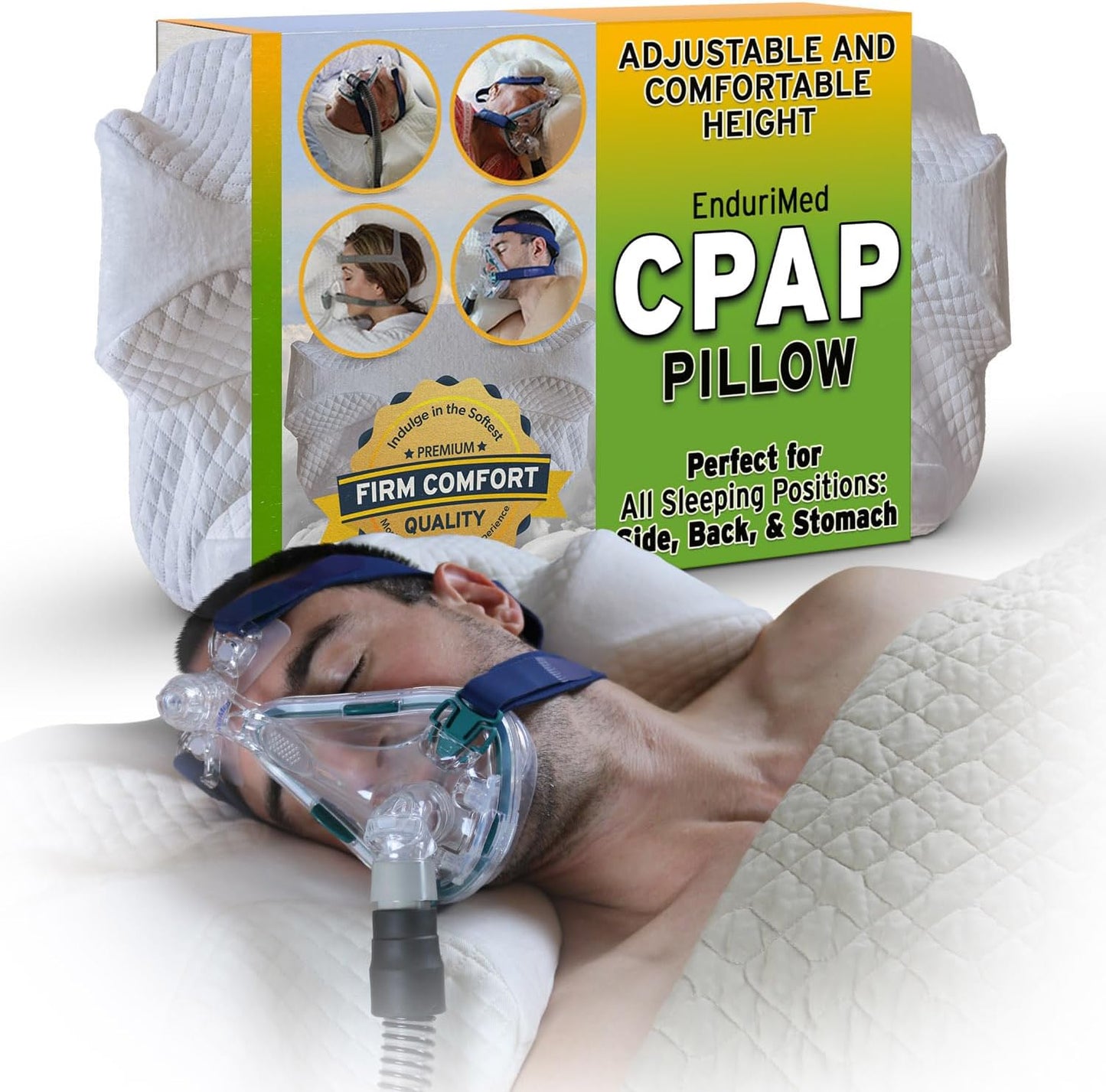 EnduriMed CPAP Pillow for Side Sleeping - Adjustable Memory Foam CPAP Pillows for Side & Back Sleepers - Eligible for Better Sleep with CPAP Machine