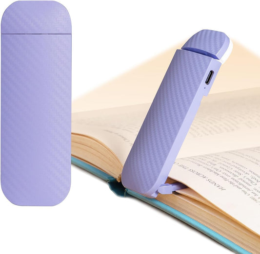 HEMONNKAM Book Reading Light, Rechargeable Clip on Booklight, Eye Caring 3 Color Temperatures & 5 Brightness Levels, Night Use for Bed, Long Lasting, Reading at Night in Bed, Romantic Purple