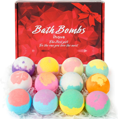 iHave Bath Bombs for Kids,12 Pack Gift Set Bubble Bath Spa Gifts for Women