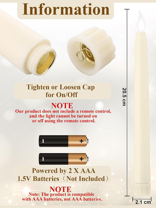 Treela 24 Pcs Flameless Taper Candles Battery Operated Bulk Fake Candles Light LED Candle Sticks Flickering Tapered for Easter Wedding Anniversary Decoration(Basic,11 Inch,Ivory)