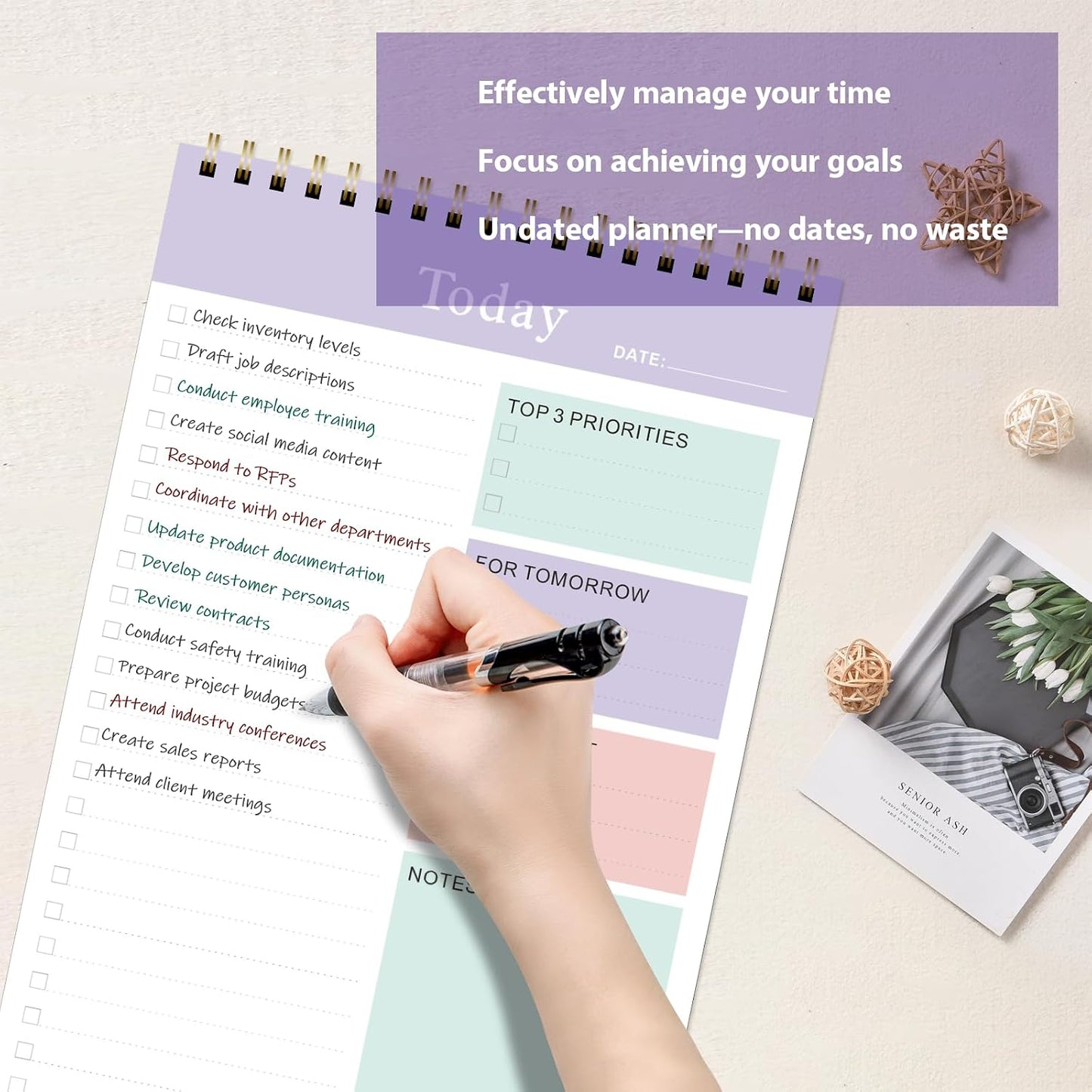 Weekly To Do List Notepad, Undated Planner with 52 Sheets (8.5''x11'') | Desk Accessories and Supplies, Women & Man, Home School & Work