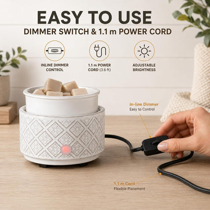 mocosa Ceramic Wax Warmer Wax Melt Warmer for Scented Wax 3-1 Electric Candle Warmer Home Fragrance Wax Burner for Mom Women(White-Fan Shaped)