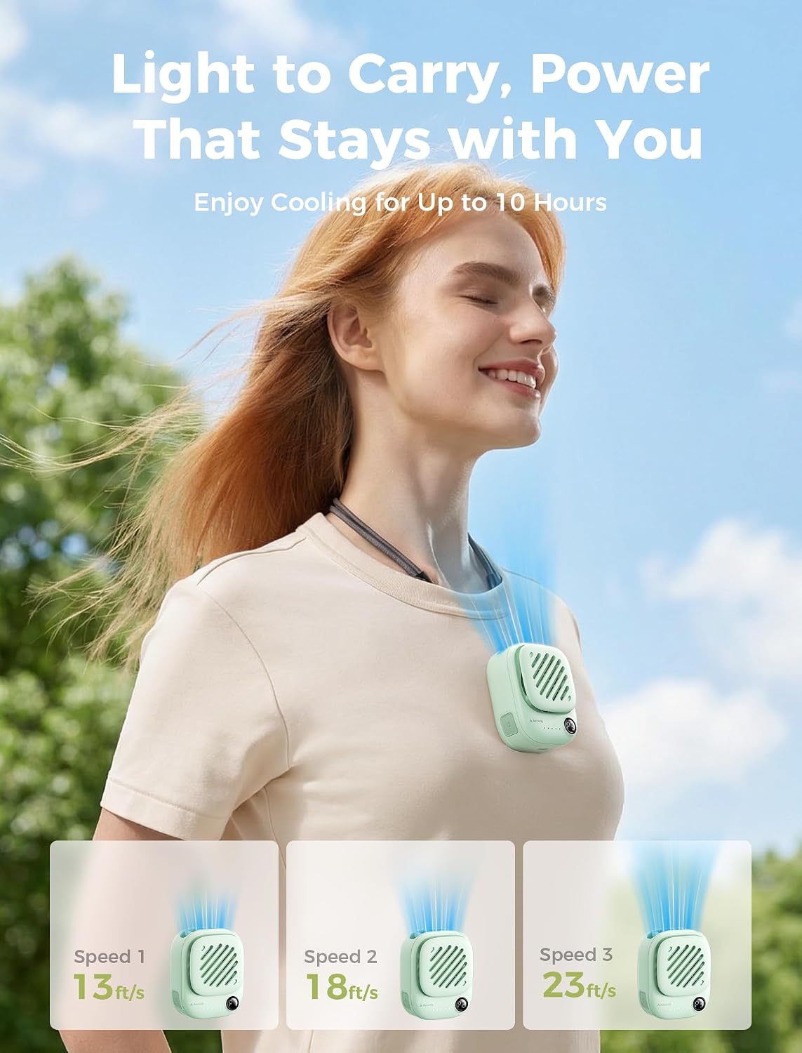 Aecooly Magnetic Clip On Fan, Mini Portable Neck Fan, Mighty Waist Fan