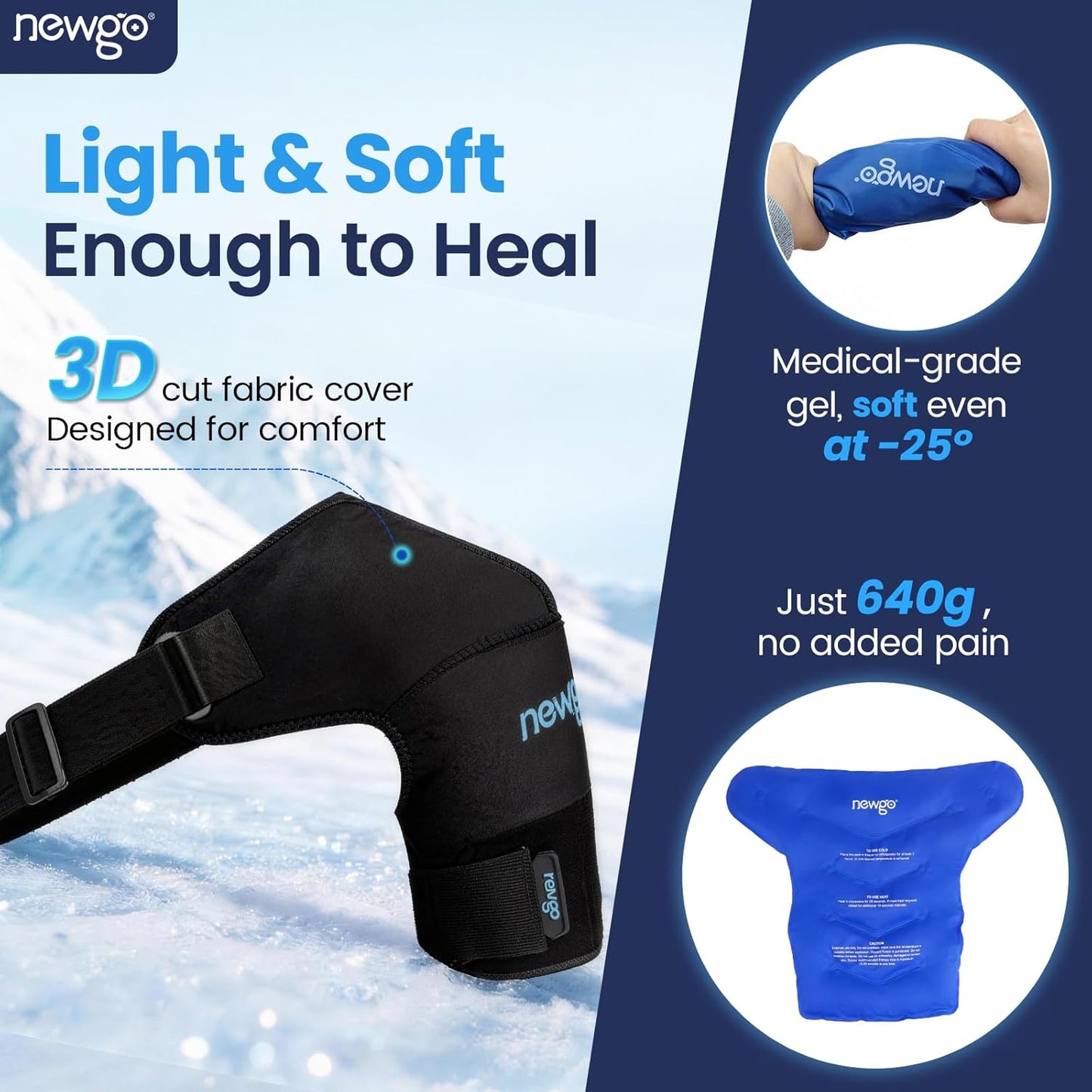NEWGO Shoulder Ice Pack Wrap - FSA Eligible, Reusable Gel Cold Compression Sleeve for Rotator Cuff, Shoulder Surgery Recovery & Injuries, Tendinitis, Frozen Shoulder - Fits Both Shoulders