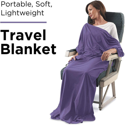 SAGEFINDS Airplane Travel Blanket | Compact Throw Blanket for Camping and Hiking | Converts into a Pillow | Travel Gift | Soft Jersey Knit | Fits in Backpack | Attaches to Luggage | Travel Essential
