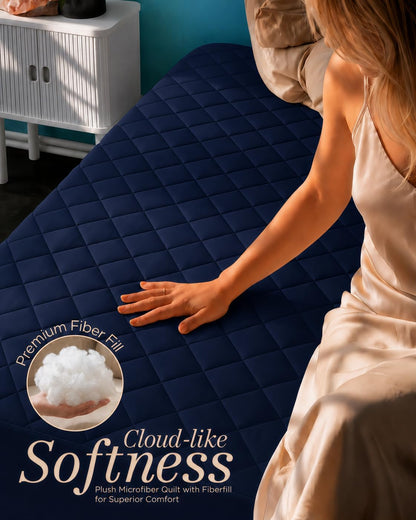 Queen Mattress Pad, Quilted Mattress Protector Topper fits 16" Deep Pocket