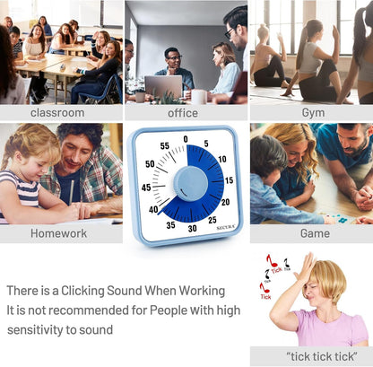 Secura 7.5 Inch Visual Timer, 60 Minute Visual Oversize Countdown Timer for Kids and Adults, Durable Mechanical Time Management Tool (Dark Green)