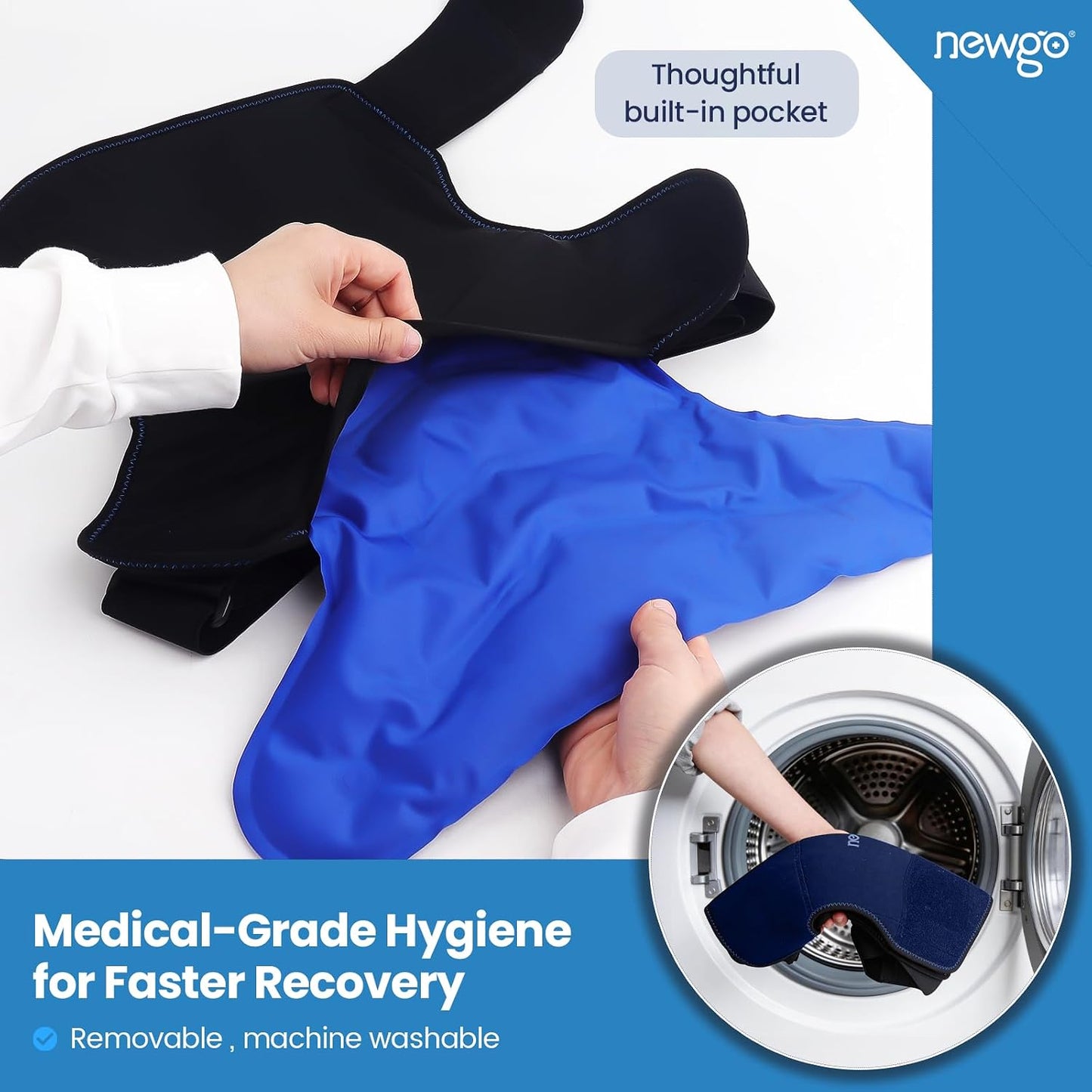NEWGO Shoulder Ice Pack Wrap - FSA Eligible, Reusable Gel Cold Compression Sleeve for Rotator Cuff, Shoulder Surgery Recovery & Injuries, Tendinitis, Frozen Shoulder - Fits Both Shoulders