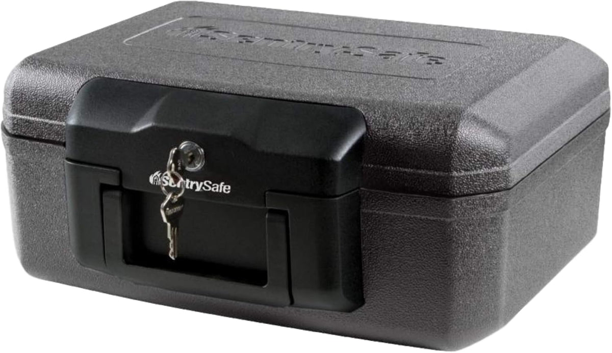 SentrySafe Fireproof Safe Box with Key Lock, Chest Safe with Carrying Handle to Secure Money, Jewelry, Documents, 0.25 Cubic Feet, 6.3 x 15.3 x 12.1 Inches, 1160