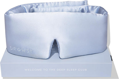 DROWSY Silk Sleep Mask - Face-Hugging, Padded Cocoon for Luxury Sleep in Total Darkness - 100% Pure Mulberry Silk (Black Jade)