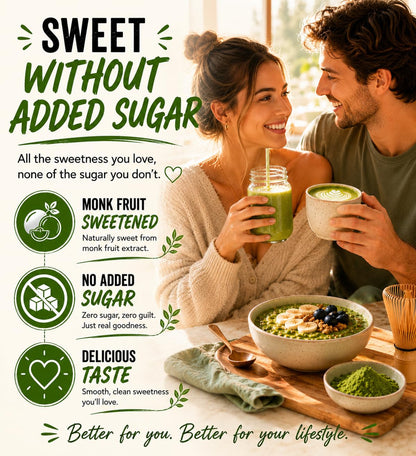 Lakanto Sugar Free Matcha Latte - Green Tea Powder with Shelf Stable Probiotics and Fiber, Sugar Free, Monk Fruit Sweetener, Keto Diet Friendly, Vegan, Detox, Destress, Antioxidants, Authentic (10 Oz)