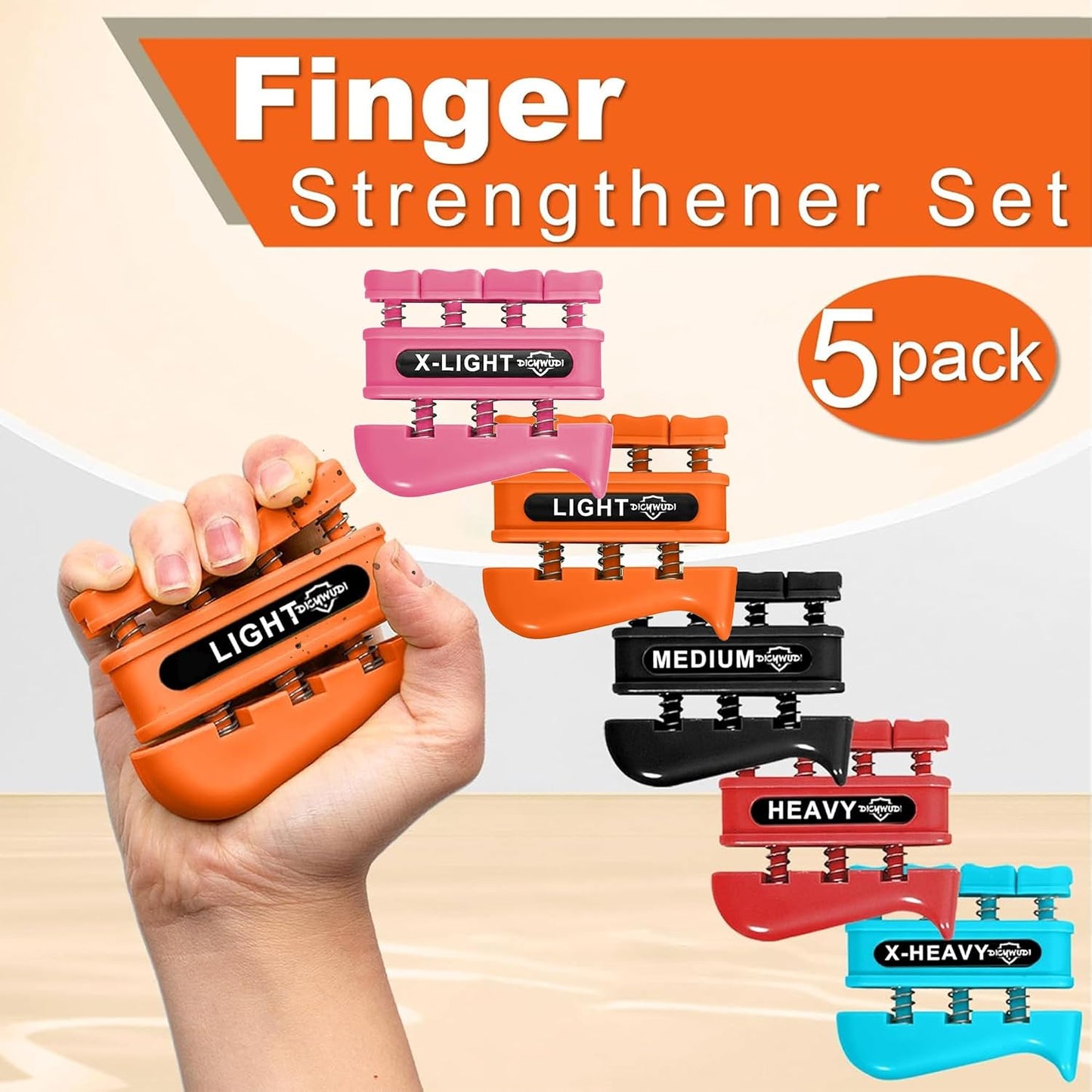 DICYWUDI Grip Strength Trainer, Finger Strength Trainer for Grip Strength Training for Fingers, Wrists, and Hands for Home, Office, Gym, Climbing, Athletes, Musicians, and Therapy