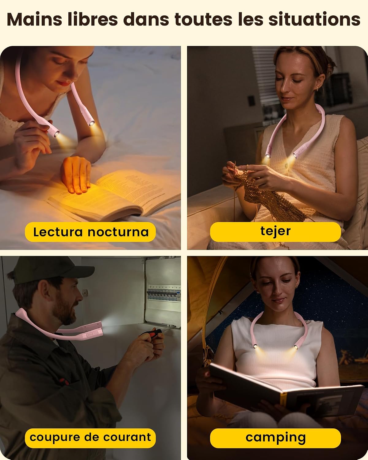 Glocusent Neck Book Light, Rechargeable Neck Lights for Crafts Reading