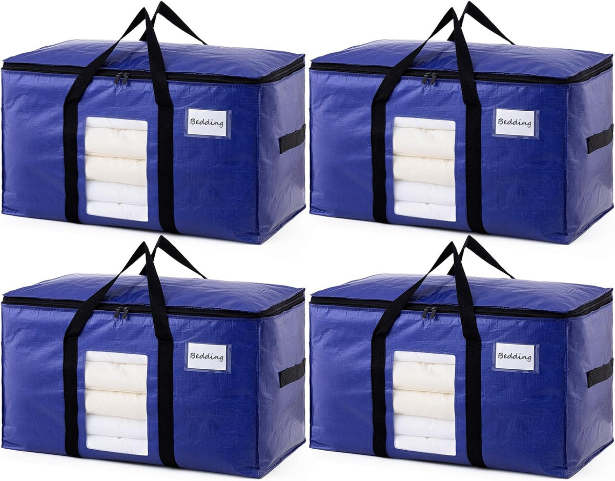 TAILI Blue Extra Large Moving Bags,Storage Bags with Visible Window