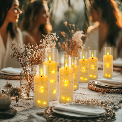 YOROXRG Set of 24 Waterproof Outdoor Flameless Candles, LED Candles with 4 Remote and Timer,(H 4" 5" 6" x D 2.2"),for Halloween Wedding Festiv