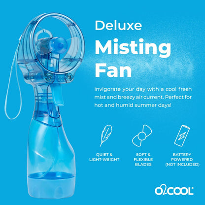 O2COOL Deluxe Handheld Misting Fan Battery Powered Green