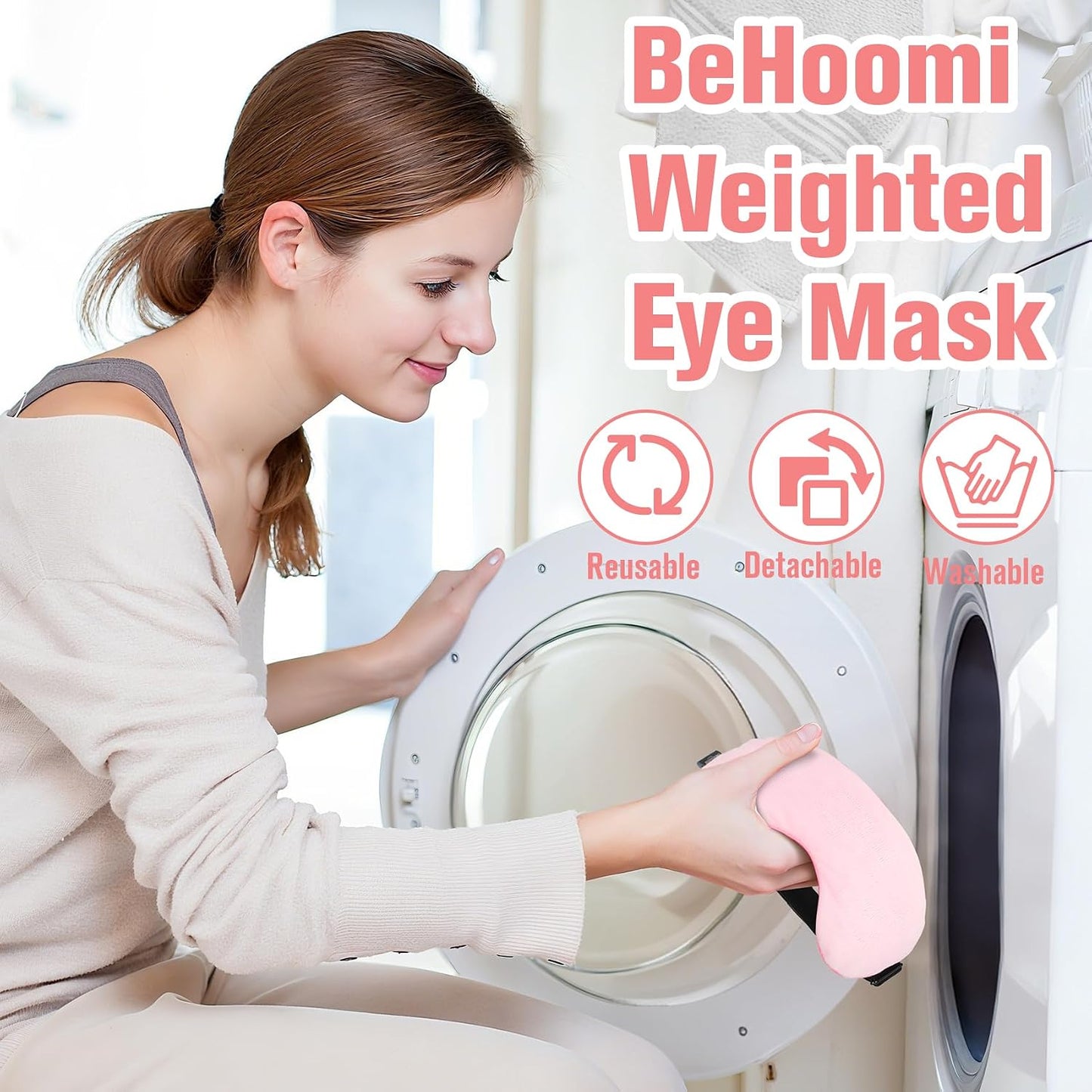 BeHoomi Cooling & Heated Eye Mask, Weighted Eye Mask for Sleeping, Purple