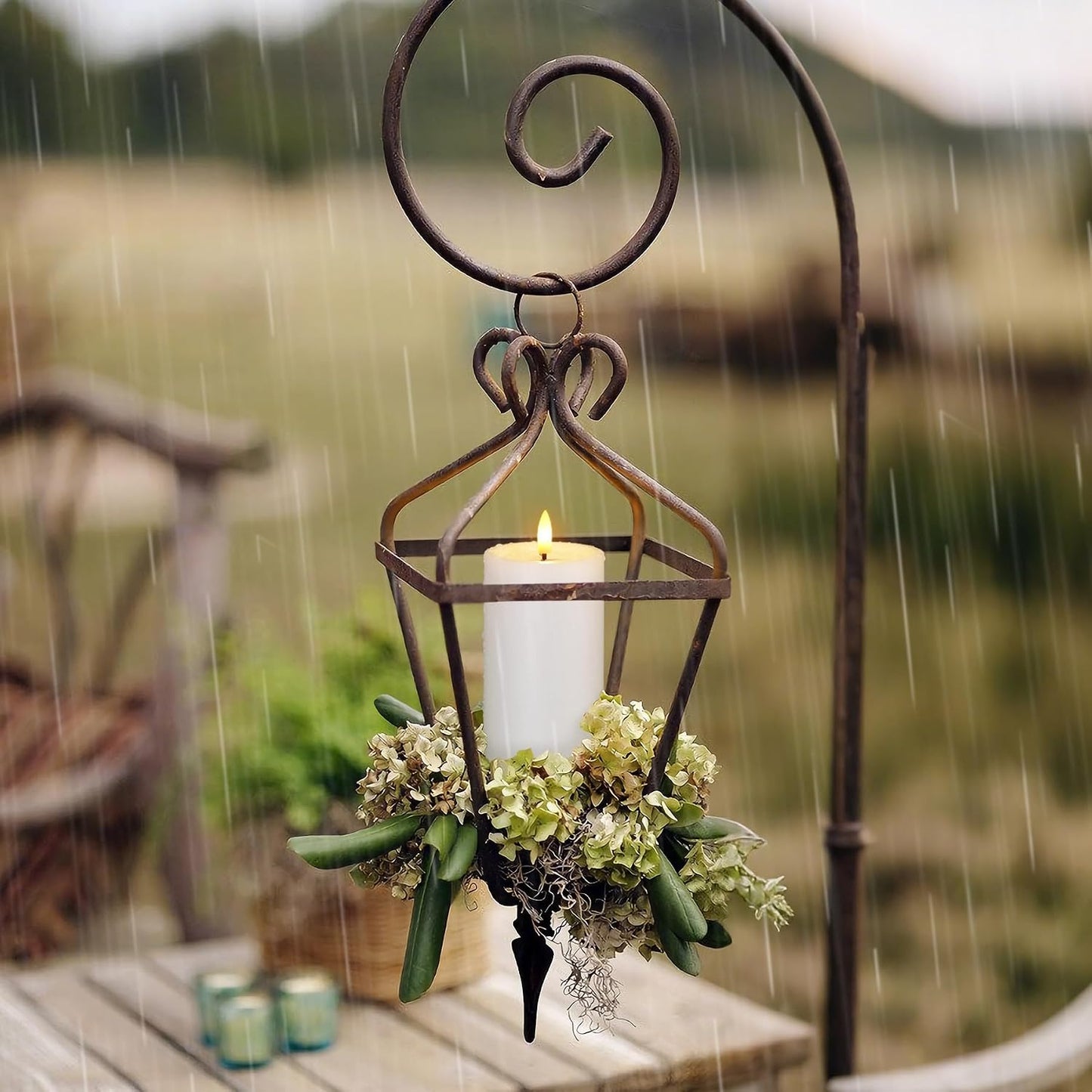 Yeelida Outdoor 4pcs Flameless Waterproof Candles with Handy Remote Control, Cycle Timer Battery Operated Candle Grease Effect LED Flickering Pillar Plastic Long Lasting (Ivory, 3" x4" 5" 6" 7")