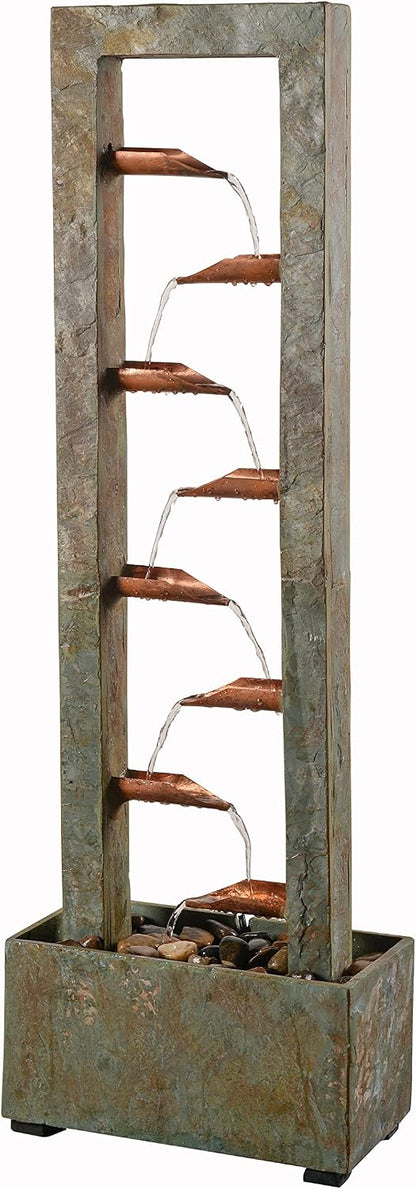 Kenroy Home Spillway Rustic Indoor Table Fountain, Slate and Copper, 19 Inch Height, 10 Inch Width, 6 Inch Depth