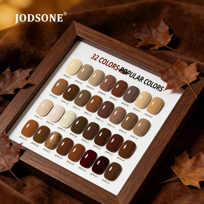 JODSONE Gel Nail Polish Kit 60 PCS with U V Light Soak off Base Top Coat 55 Shine Colors Gel Nail Kit Bright and Dark Brown Wine Red Series Manicure Set for Women and Girls