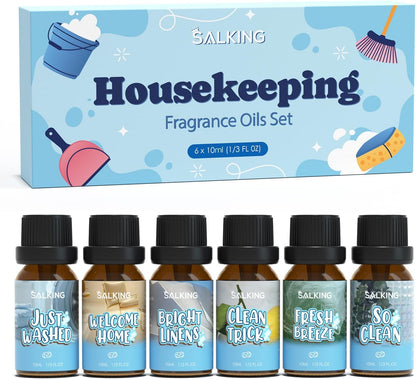 SALKING Floral Essential Oils Set, Premium Pure and Natural Essential Oils, Fragrance Oil Scented Oils for Oil Diffusers 6 x 10 ML - Lavender, Rose, Jasmine, Cherry Blossom, Gardenia, Chamomile