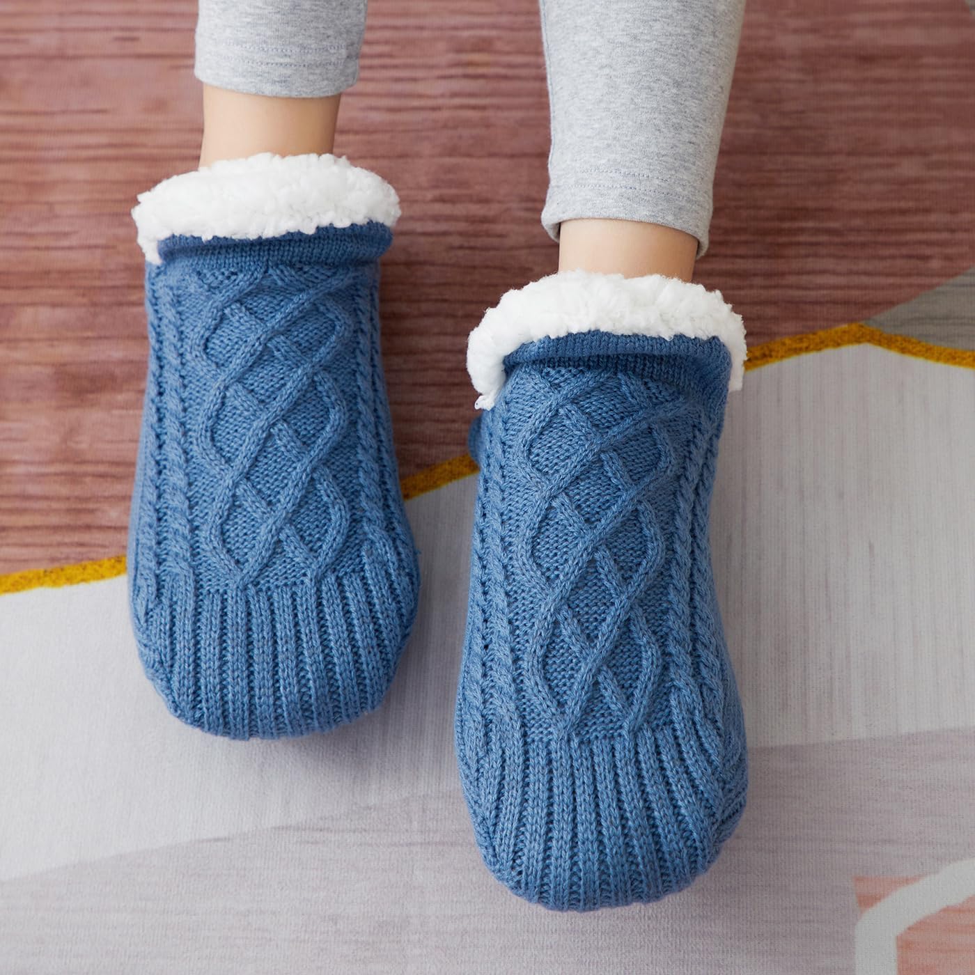Unisex Fluffy Fuzzy Warm Slipper Socks for Men Women, Thick Fleece Lined Non-Slip Socks Indoor Floor