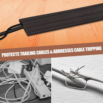 Floor Cord Cover Self Adhesive Cord Hider,10FT Cable Management, Extension Strip Protector for Wires, Prevent Cable Trips for Offices, Gyms, Exhibitions Cavity 0.39"(W) x 0.27"(H) BrownWood
